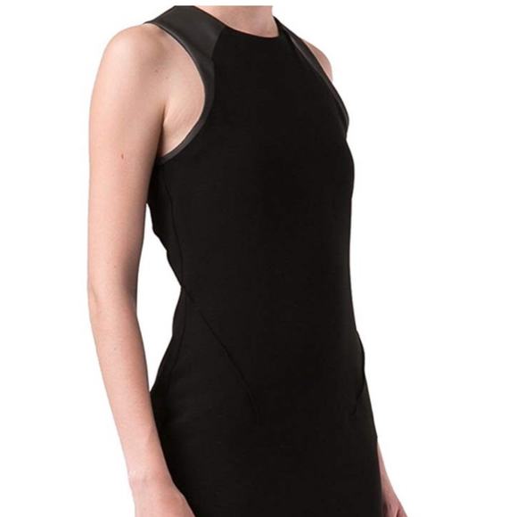 RAG & BONE Women’s Nudie Black Faux Leather Trimmed Sheath Mini Dress - Picture 2 of 8